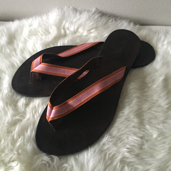 J. Crew leather and grosgrain flip flops - Picture 1 of 3